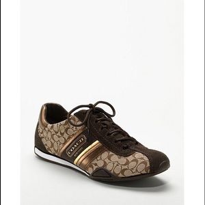 COACH Rufina Canvas Khaki/Bronze Sneakers Size 8.5